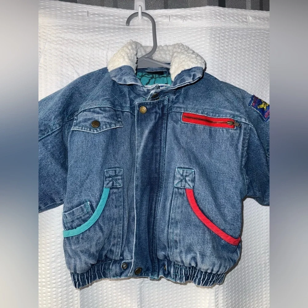 Toddler Vintage 1980s Bomber Denim Jacket Size 4T